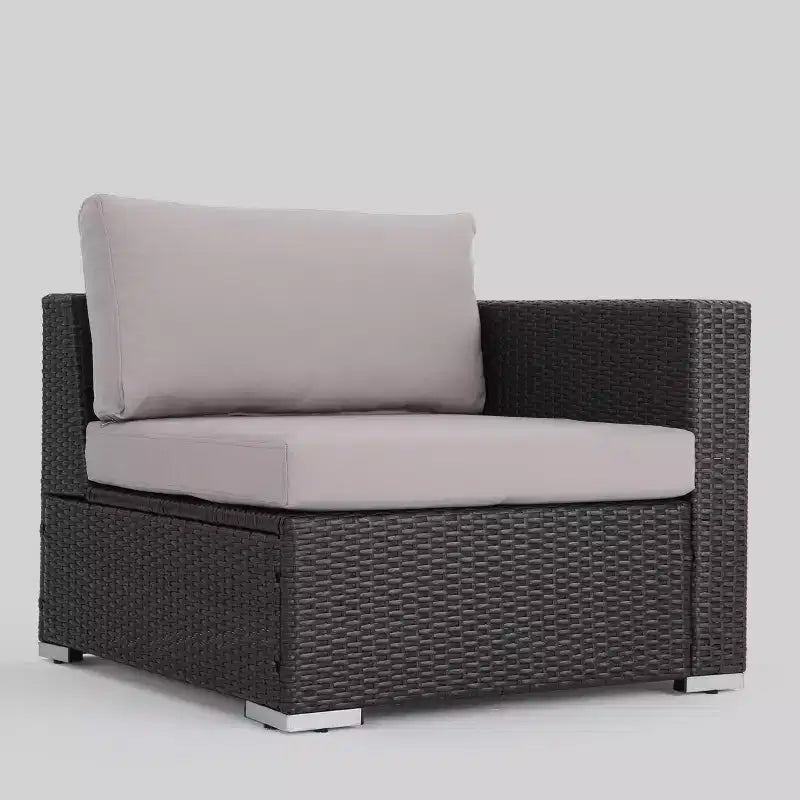 Ensemble de canapé d'angle de terrasse 10 pièces en osier Santa Rosa : Salon de jardin moderne gris, résistant aux intempéries, cadre en aluminium, coussins amovibles