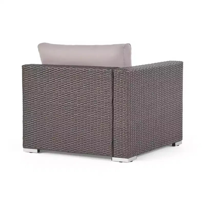 Christopher Knight Home Canapé d'angle d'extérieur 3 pièces en osier Santa Rosa gris/gris clair
