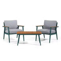 3pc Peakey Aluminum Patio Conversation Set: Water-Resistant, Rust-Resistant, UV-Resistant, Nautical Style, Removable Cushions