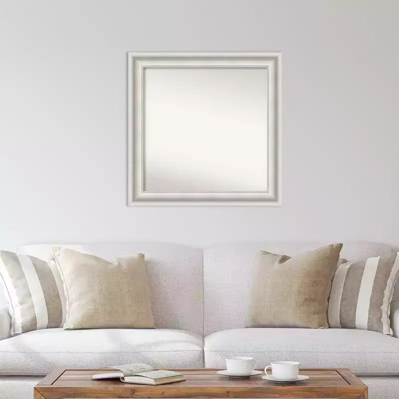 Miroir mural blanc de salon 81x81 cm, sans biseau - : Carré, Décor moderne, Cadre en polystyrène