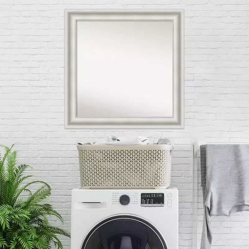 Miroir mural blanc de salon 81x81 cm, sans biseau - : Carré, Décor moderne, Cadre en polystyrène