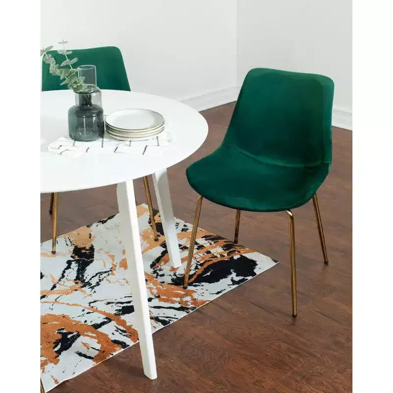 Ensemble de salle à manger 3 pièces contemporain Aufurr, table ronde blanche avec 2 chaises