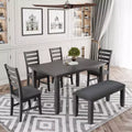 Whisen 6-Piece Rustic Wood Dining Room Set with 4 Chairs and Bench