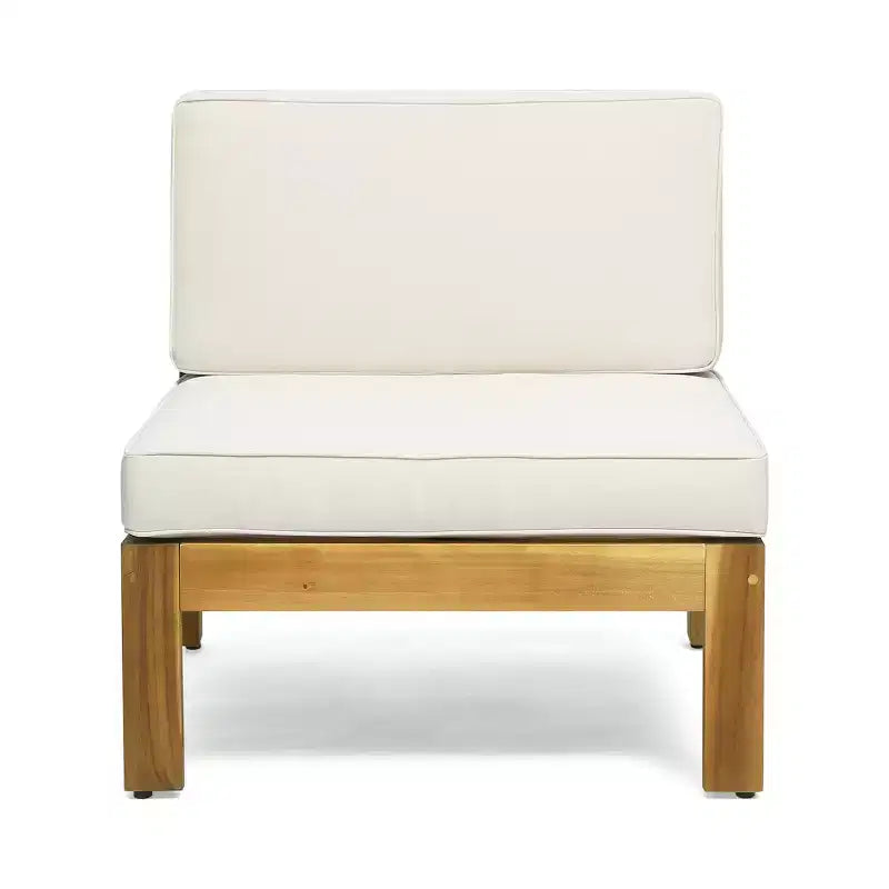 GDFStudio Allaire Canapé sectionnel 3 places en bois d'acacia avec pouf