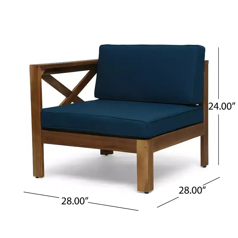 GDFStudio Allaire Canapé sectionnel 3 places en bois d'acacia avec pouf