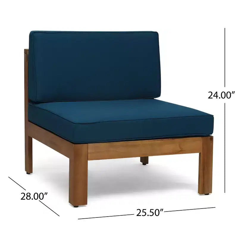 GDFStudio Allaire Canapé sectionnel 3 places en bois d'acacia avec pouf