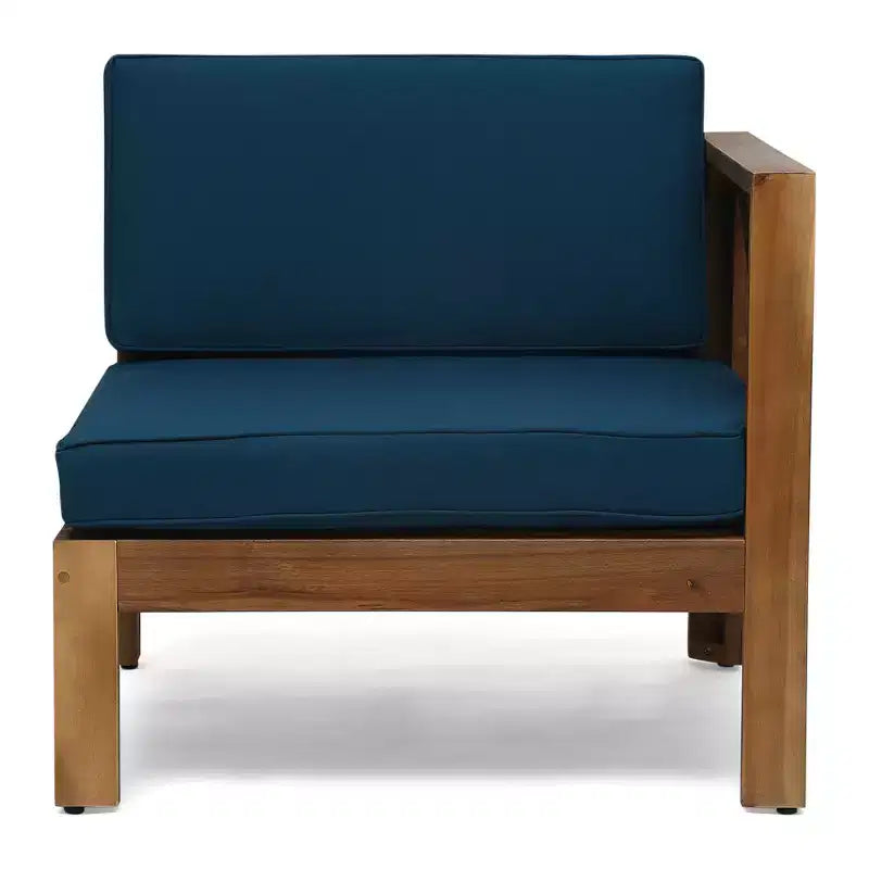 GDFStudio Allaire Canapé sectionnel 3 places en bois d'acacia avec pouf