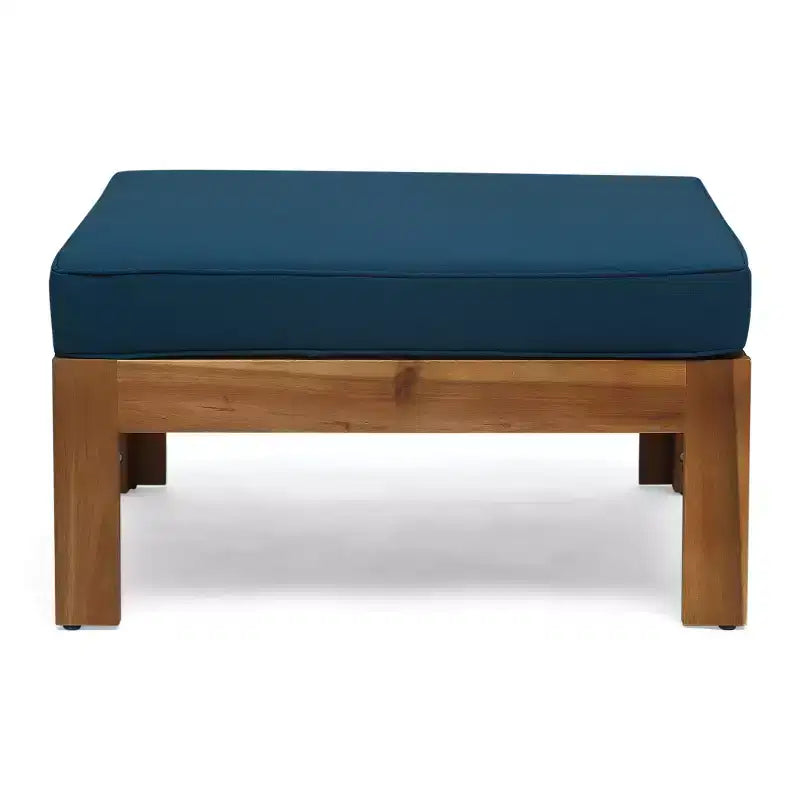 GDFStudio Allaire Canapé sectionnel 3 places en bois d'acacia avec pouf