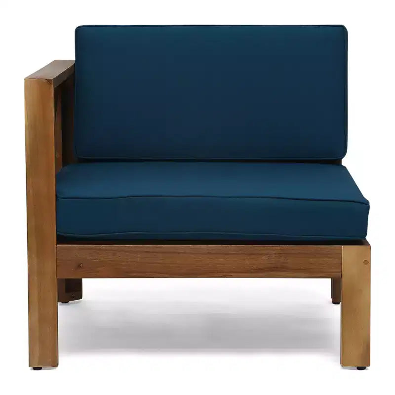 GDFStudio Allaire Canapé sectionnel 3 places en bois d'acacia avec pouf