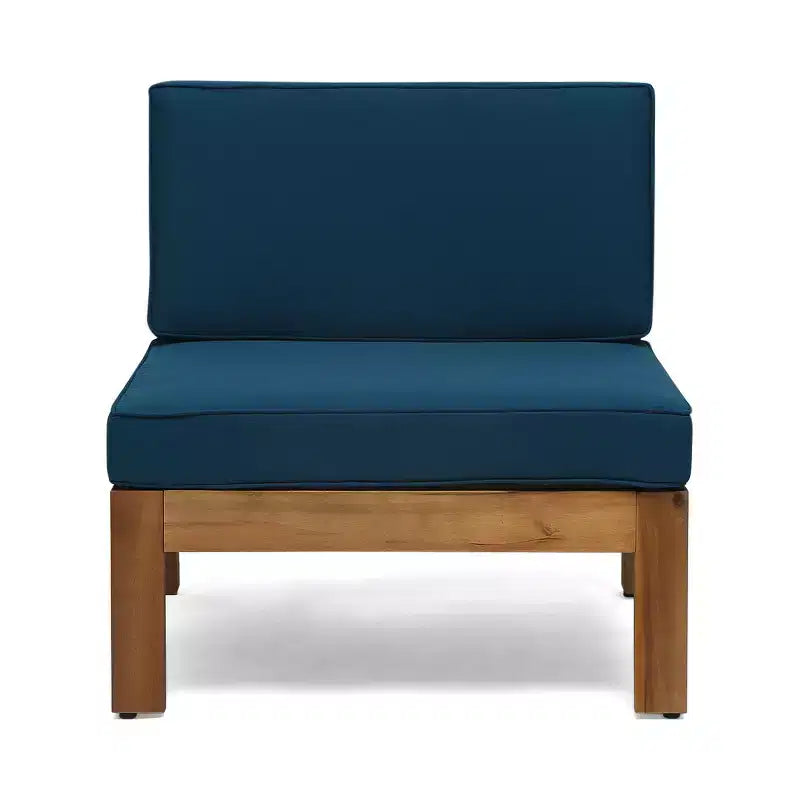 GDFStudio Allaire Canapé sectionnel 3 places en bois d'acacia avec pouf