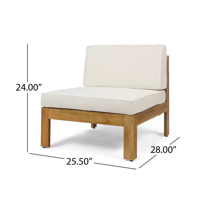 GDFStudio Allaire Canapé sectionnel 3 places en bois d'acacia avec pouf