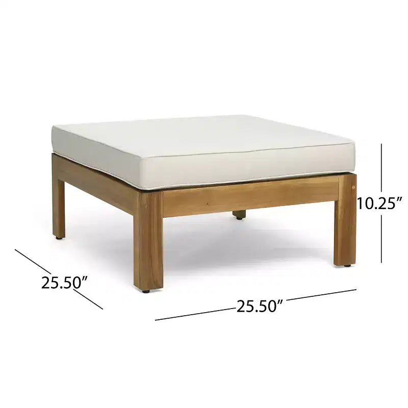 GDFStudio Allaire Canapé sectionnel 3 places en bois d'acacia avec pouf