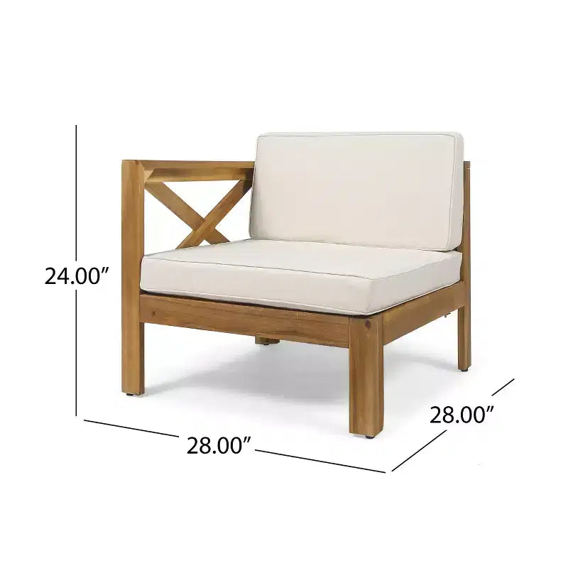 GDFStudio Allaire Canapé sectionnel 3 places en bois d'acacia avec pouf
