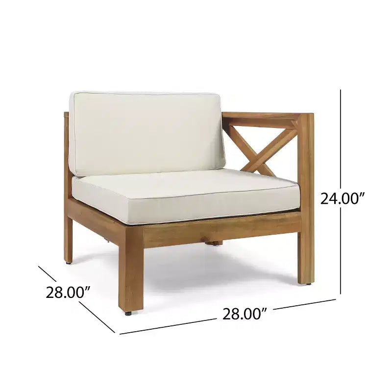 GDFStudio Allaire Canapé sectionnel 3 places en bois d'acacia avec pouf