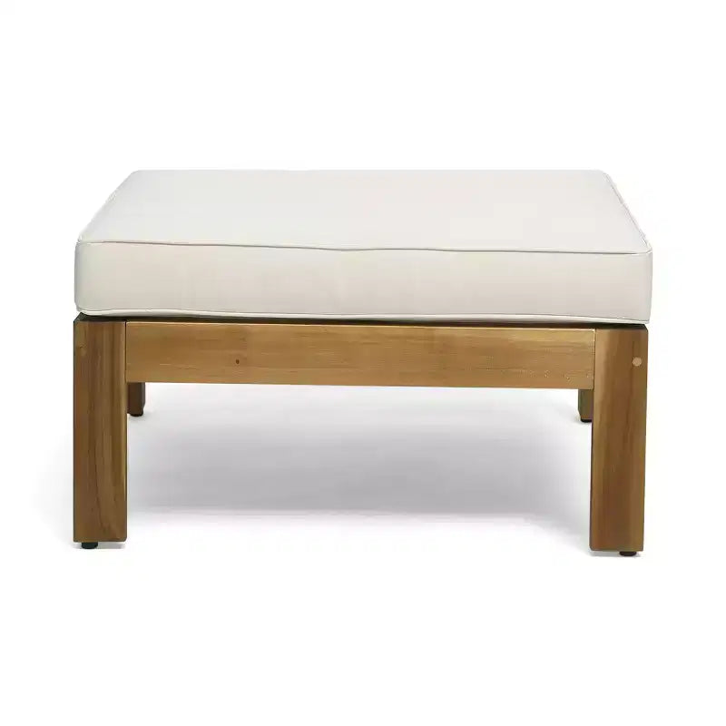 GDFStudio Allaire Canapé sectionnel 3 places en bois d'acacia avec pouf