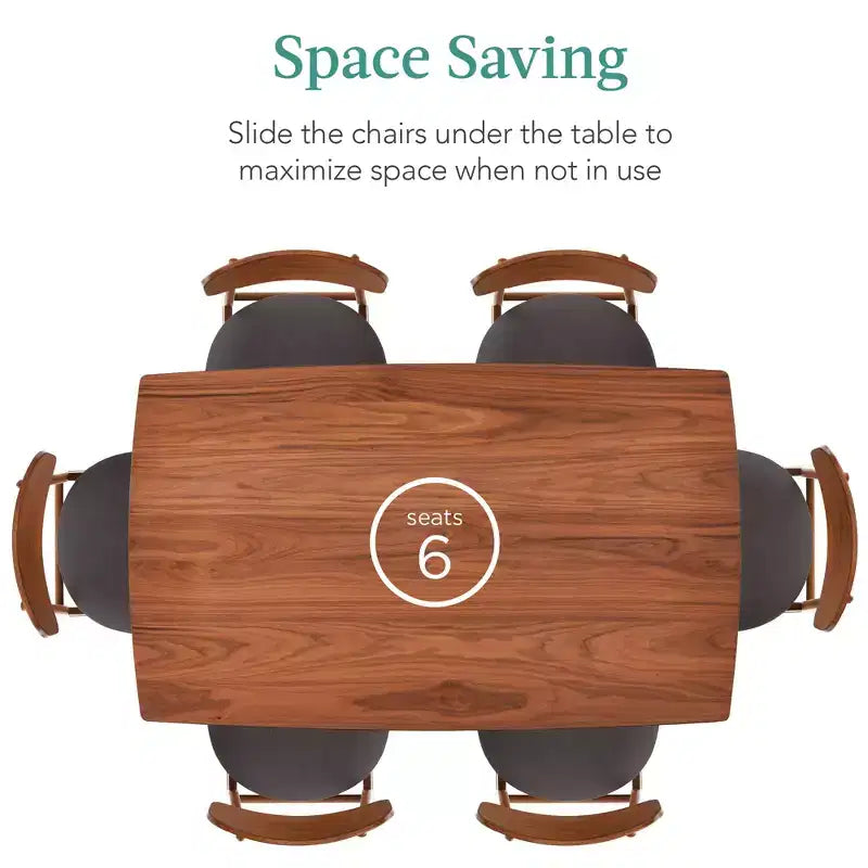 Ensemble de salle à manger 7 pièces, style moderne du milieu du siècle, avec table en bois et 6 chaises, de Best Choice Products