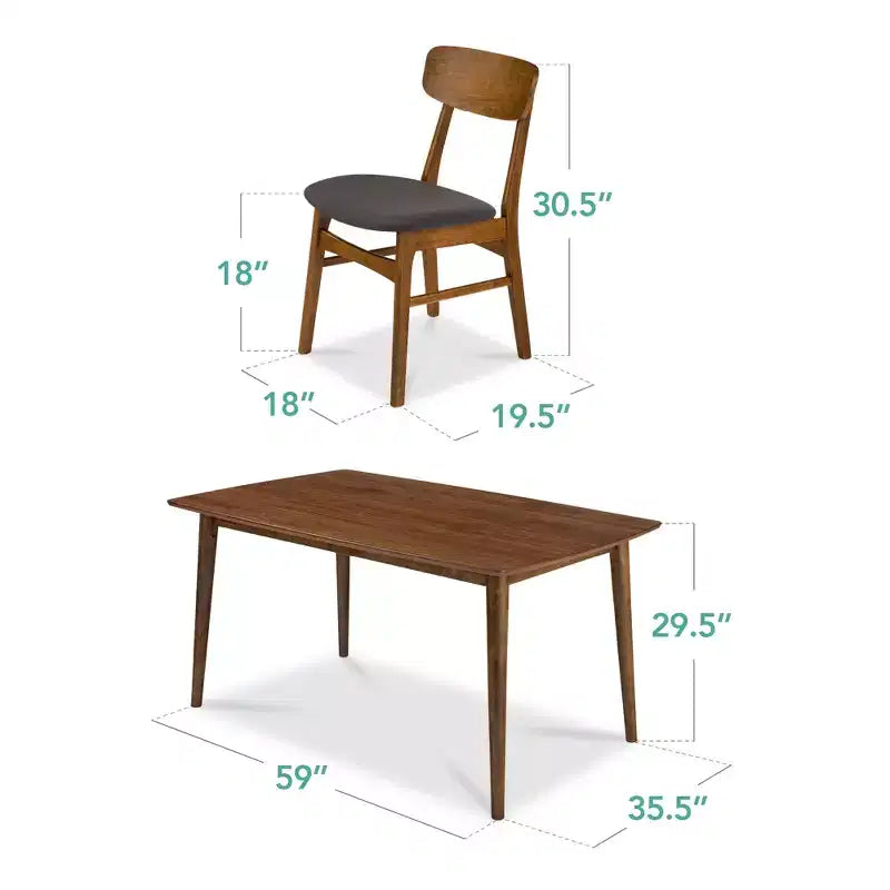 Ensemble de salle à manger 7 pièces, style moderne du milieu du siècle, avec table en bois et 6 chaises, de Best Choice Products