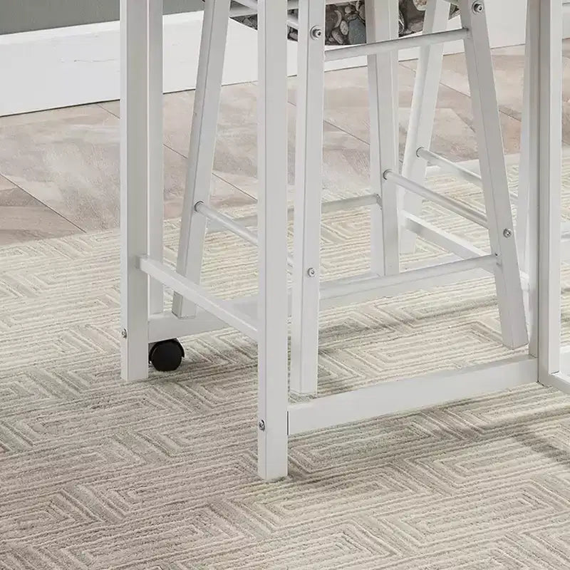 Kings Brand Furniture Ensemble de salle à manger 3 pièces Akins avec plateau de table imitation marbre et tabourets en similicuir à abattants