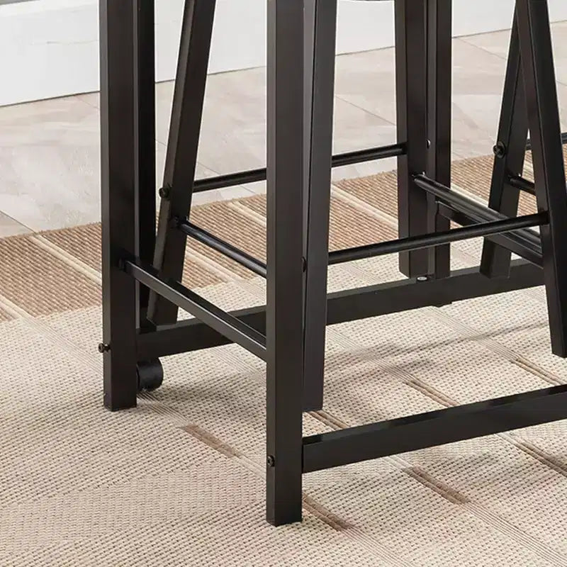 Kings Brand Furniture Ensemble de salle à manger 3 pièces Akins avec plateau de table imitation marbre et tabourets en similicuir à abattants