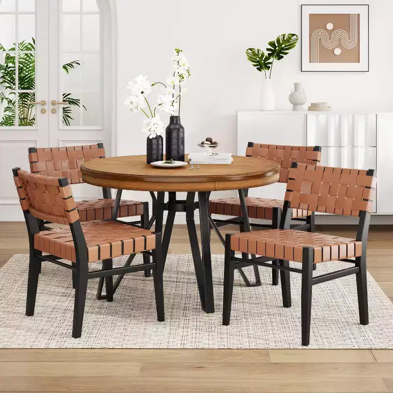 Ensemble de salle à manger Christopher Knight Home Cassius 5 pièces en bois et fer forgé