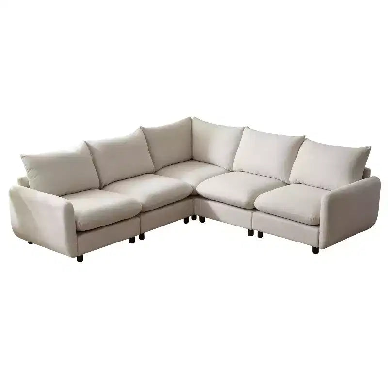 Christopher Knight Home Acker 5 Pieces Modern Upholstered Modular Sectional Sofa Set, White