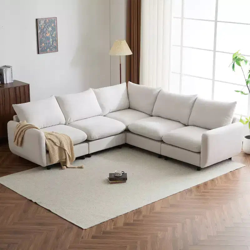 Ensemble de canapé modulaire capitonné moderne 5 pièces Christopher Knight Home Acker, blanc