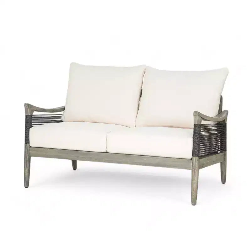 Christopher Knight Home Abell Ensemble de 2 pièces de sièges rembourrés en bois d'acacia avec corde tressée pour l'extérieur