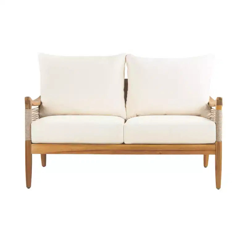 Christopher Knight Home Abell Ensemble de 2 pièces de sièges rembourrés en bois d'acacia avec corde tressée pour l'extérieur