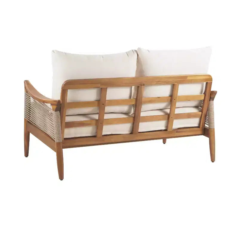 Christopher Knight Home Abell Ensemble de 2 pièces de sièges rembourrés en bois d'acacia avec corde tressée pour l'extérieur