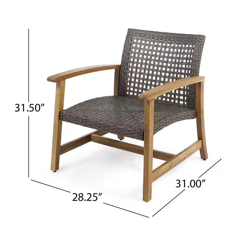 Ensemble de 5 pièces GDFStudio Jennings en bois d'acacia et osier pour salon de jardin et foyer