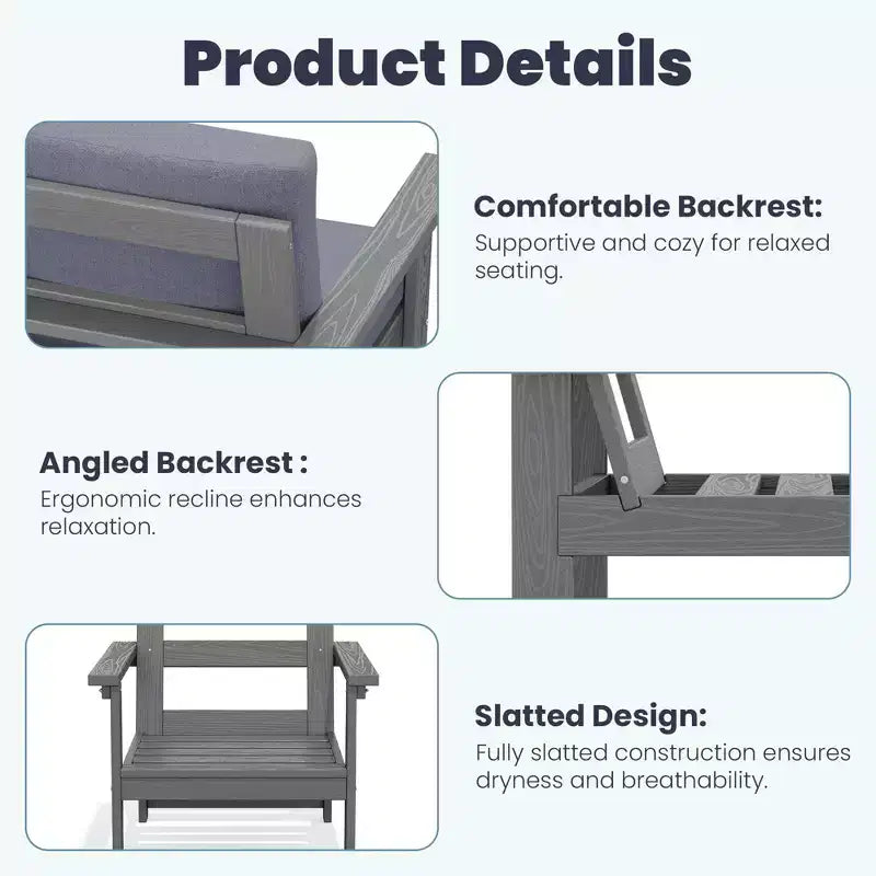 Hyleory Ensemble de mobilier d'extérieur de luxe avec coussins – Conception robuste en PEHD pour un confort optimal