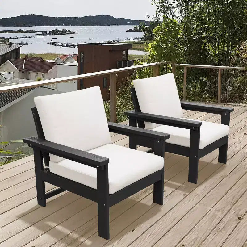 Hyleory Ensemble de mobilier d'extérieur de luxe avec coussins – Conception robuste en PEHD pour un confort optimal
