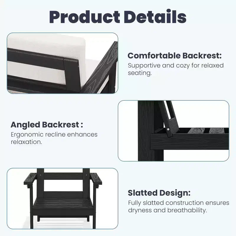 Hyleory Ensemble de mobilier d'extérieur de luxe avec coussins – Conception robuste en PEHD pour un confort optimal