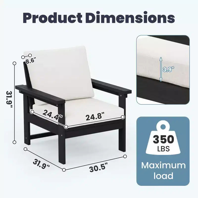 Hyleory Ensemble de mobilier d'extérieur de luxe avec coussins – Conception robuste en PEHD pour un confort optimal