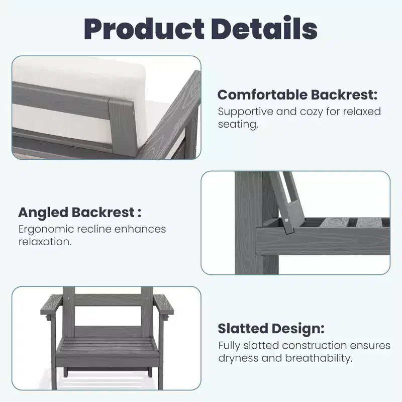 Hyleory Ensemble de mobilier d'extérieur de luxe avec coussins – Conception robuste en PEHD pour un confort optimal