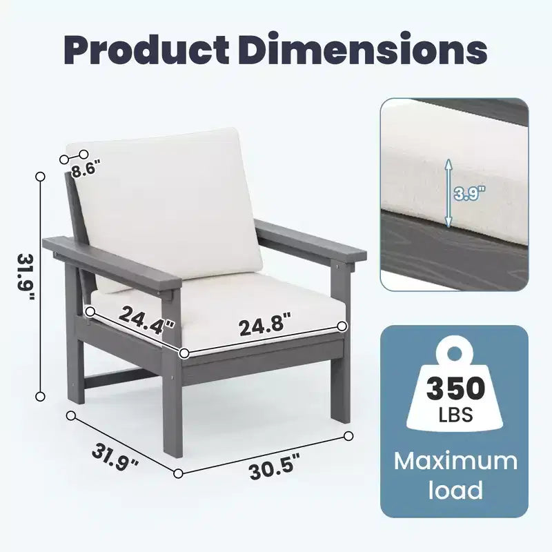 Hyleory Ensemble de mobilier d'extérieur de luxe avec coussins – Conception robuste en PEHD pour un confort optimal