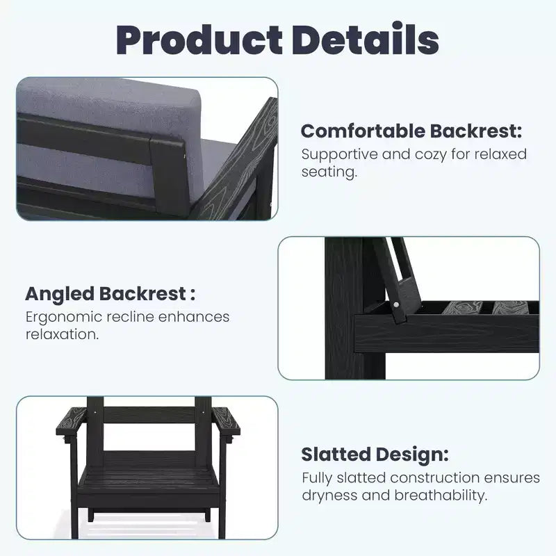Hyleory Ensemble de mobilier d'extérieur de luxe avec coussins – Conception robuste en PEHD pour un confort optimal