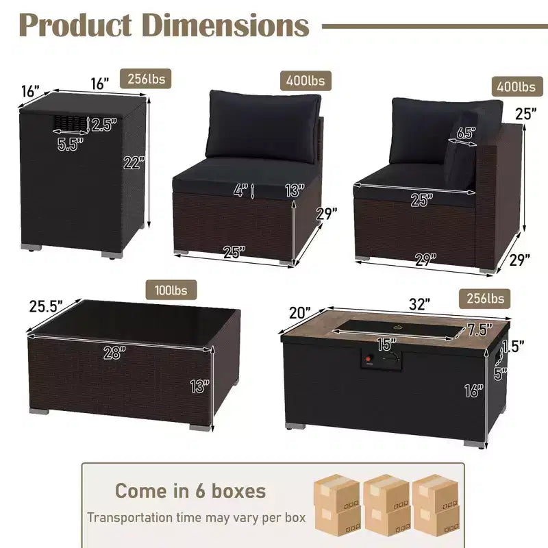 Ensemble de mobilier d'extérieur Costway 12 pièces avec table brasero de 32 pouces et cache-bouteille de gaz