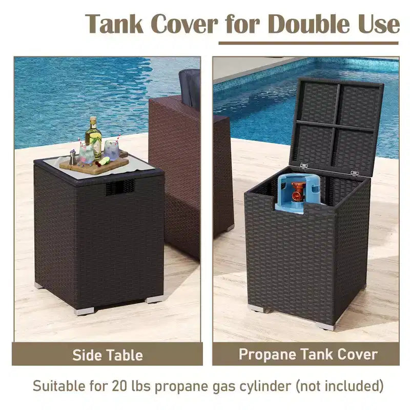 Ensemble de mobilier d'extérieur Costway 12 pièces avec table brasero de 32 pouces et cache-bouteille de gaz