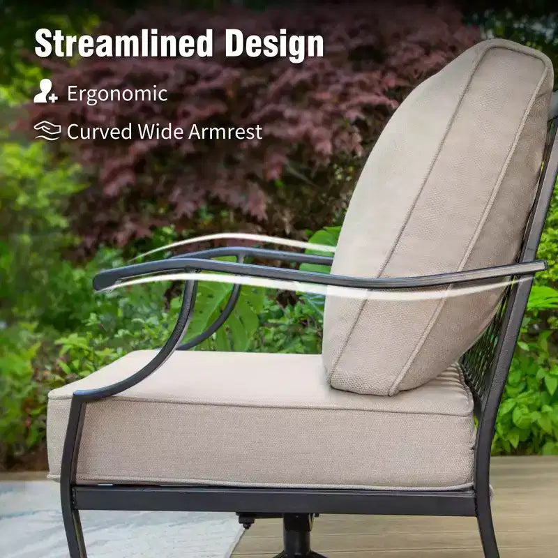 Ensemble conversationnel extérieur Captiva Designs 6 pièces avec bras et repose-pieds à dossier grillagé pour jardin, piscine, cour