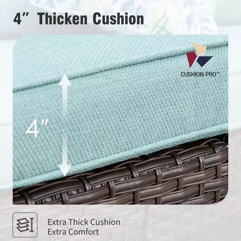 Captiva Designs, ensemble de conversation d'extérieur 7 pièces en osier pour patio, avec 4 canapés individuels rembourrés, pour jardin, piscine, ou arrière-cour