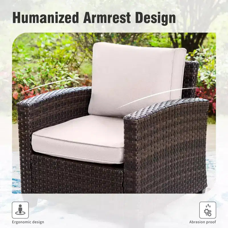 Captiva Designs, ensemble de conversation d'extérieur 7 pièces en osier pour patio, avec 4 canapés individuels rembourrés, pour jardin, piscine, ou arrière-cour