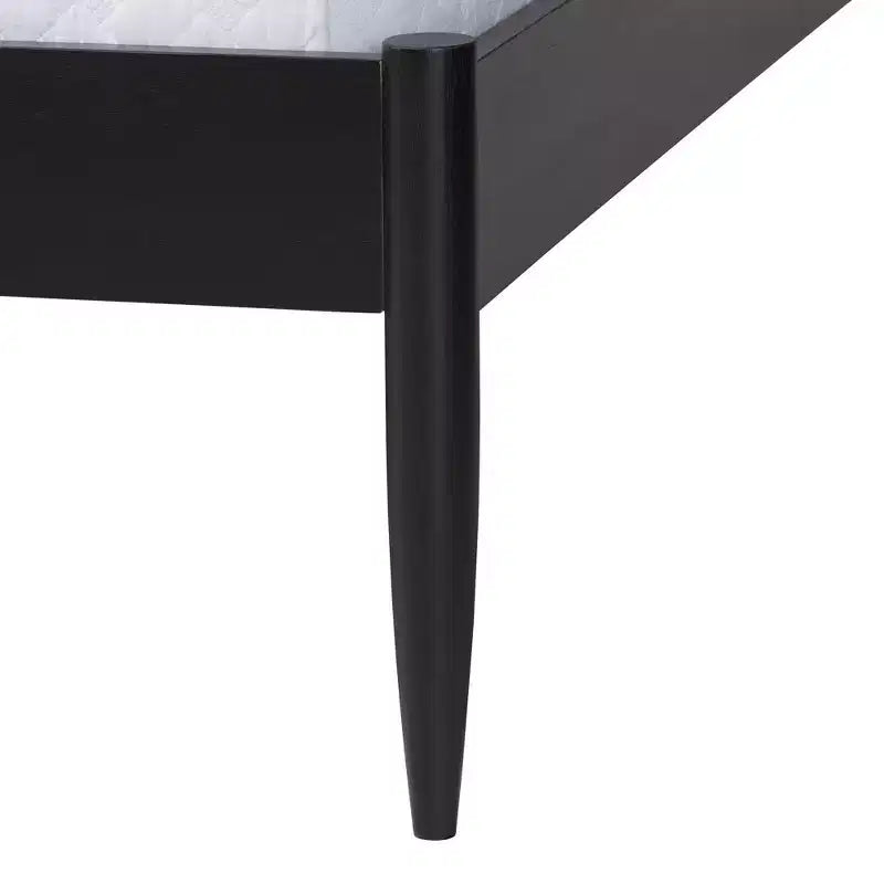 Ensemble de chambre à coucher 5 pièces Queen Baxton Studio Shirin, tissu beige et bois noir, style milieu de siècle