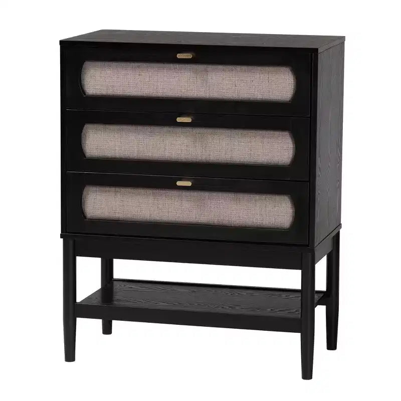 Ensemble de chambre à coucher 5 pièces Florica Art déco en bois noir Queen de Baxton Studio