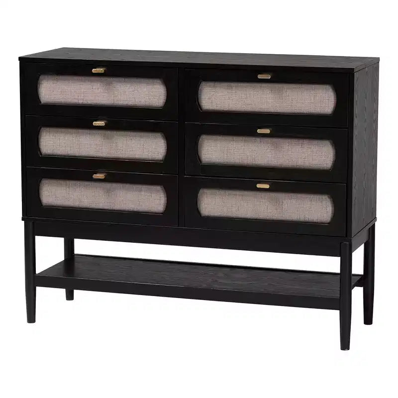 Ensemble de chambre à coucher 5 pièces Florica Art déco en bois noir Queen de Baxton Studio