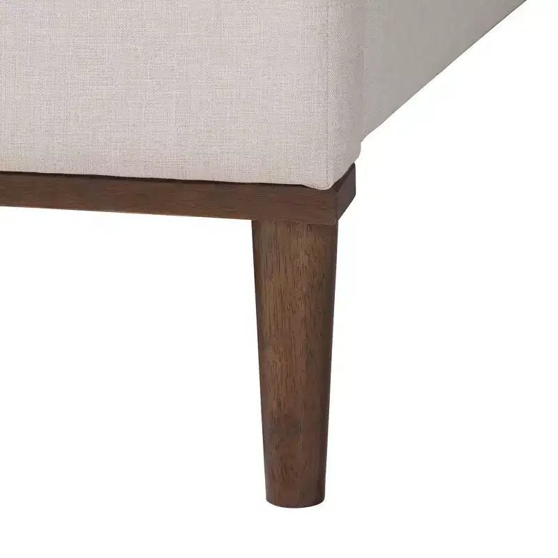 Ensemble de chambre à coucher 5 pièces Queen Baxton Studio Nikolai avec tissu tufté beige et bois brun wengé, style Mid-Century