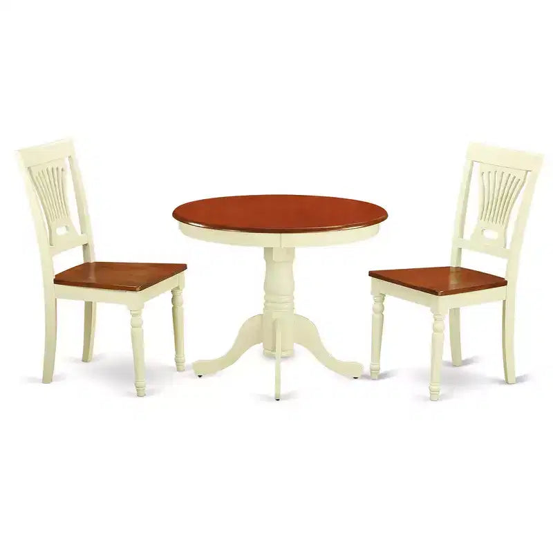 HomeStock Kitchen Nook Dining Set Round Table with 2 Chairs Modern Style