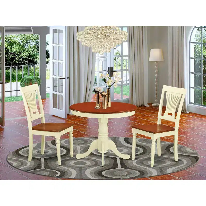 HomeStock Coin Cuisine Table Ronde avec 2 Chaises Style Moderne