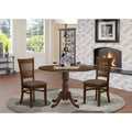 HomeStock Dropleaf Round Dining Table Set With 2 Chairs Oak Finish