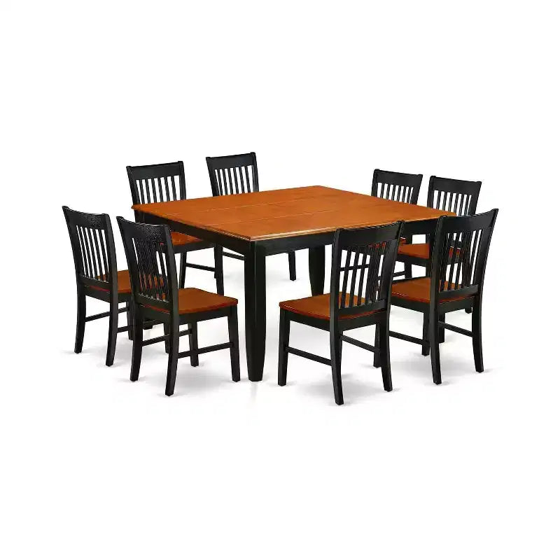 HomeStock 9 Piece Dining Room Table Set Black Cherry Square Table with Butterfly Leaf